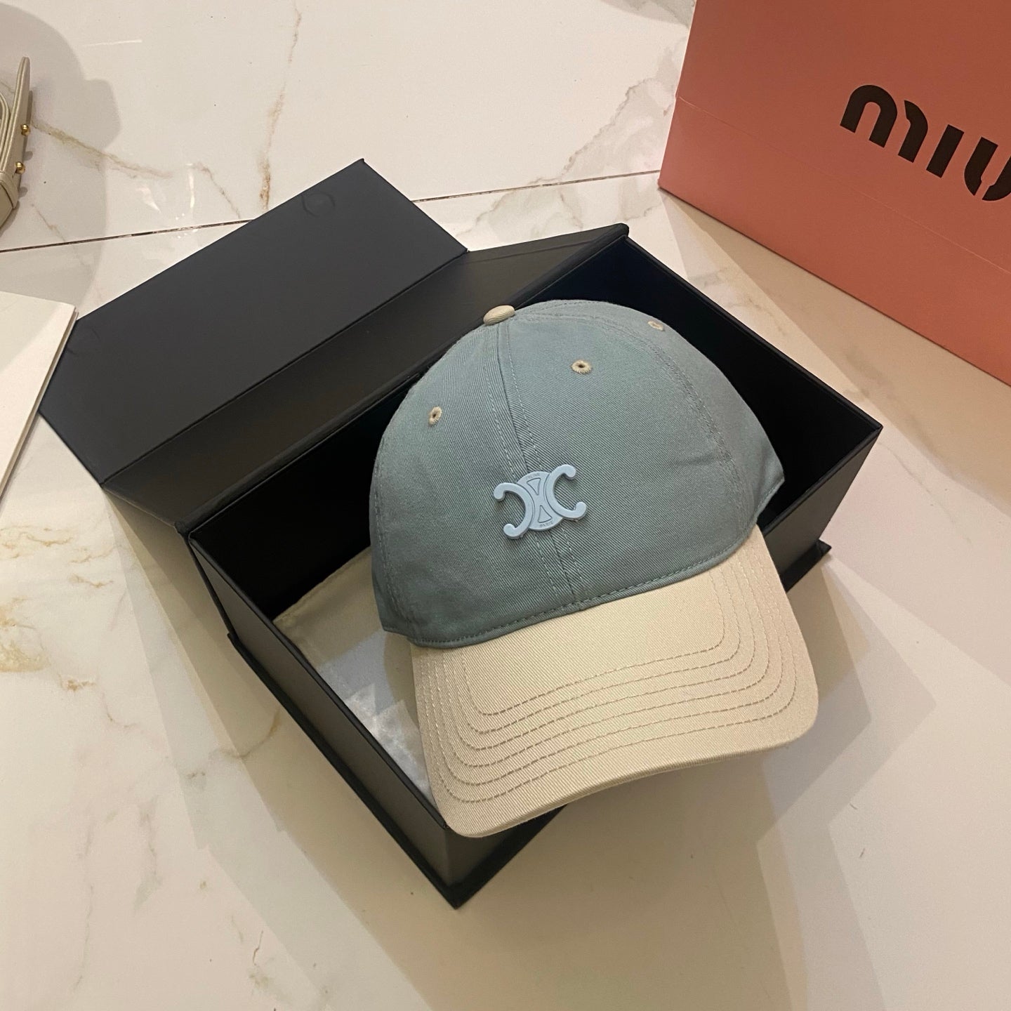 Celine Color-Blocked Baseball Cap