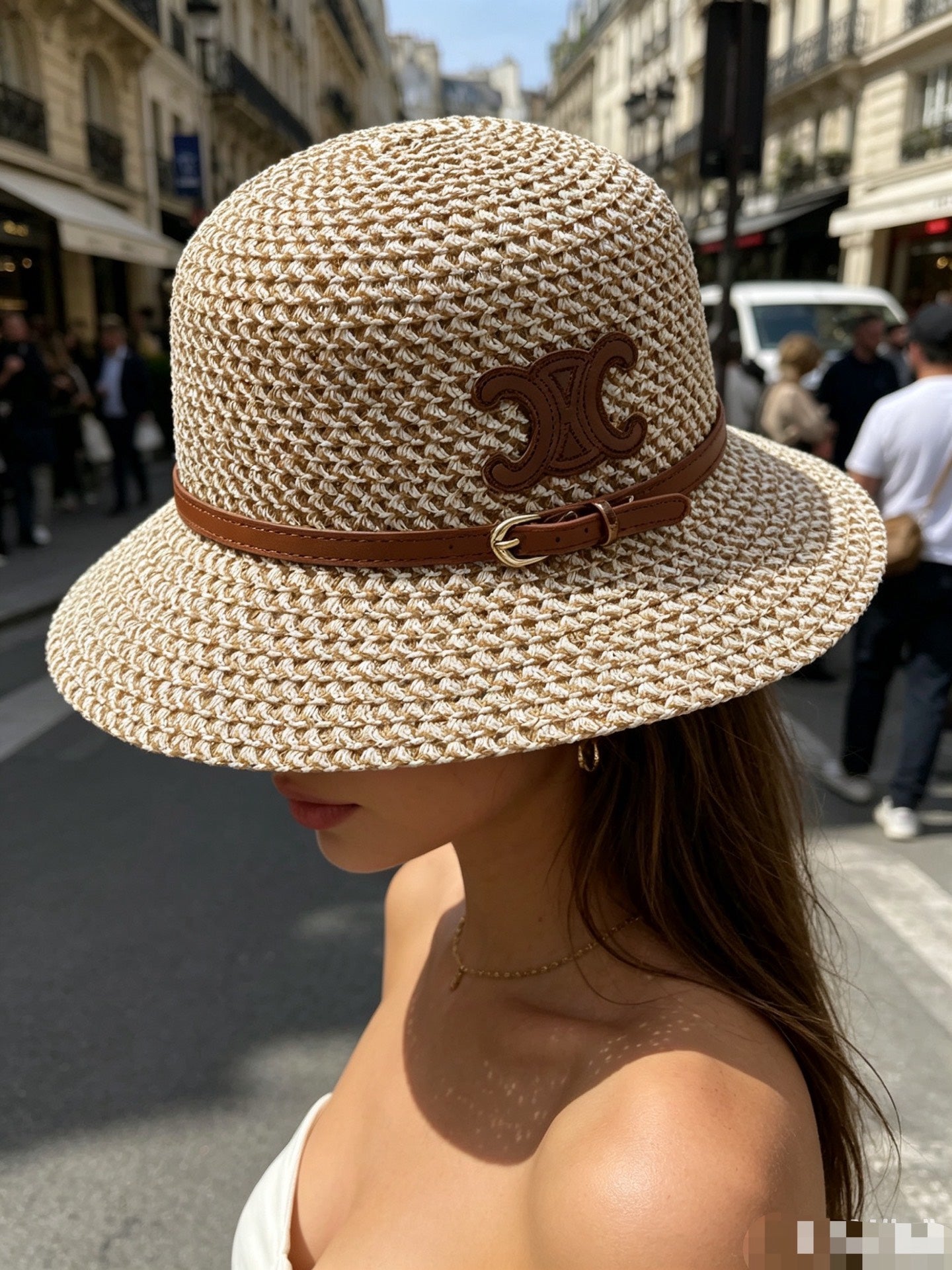 CELINE Raffia Boater Hat